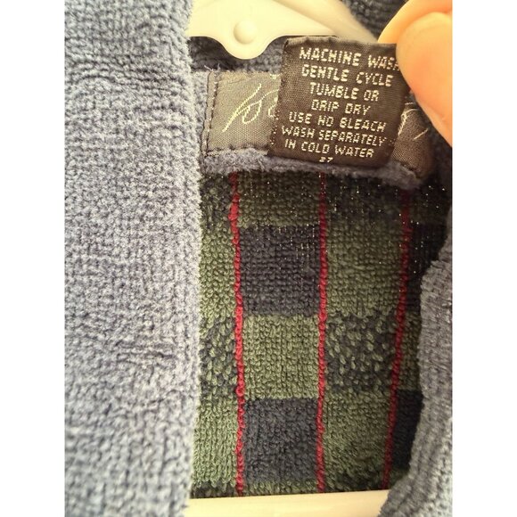 Vtg The Man’s Shop Blue Green Plaid Terry Cloth Robe Belted Bathrobe One Size - Picture 3 of 9